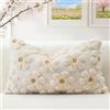 Artscope 1 Pezzi Primavera Estate Federe in Lana Corta Velluto Copricuscini Morbido Decorativo Fodere per Cuscino Lusso Stile per Divano Camera da Letto Fiori Beige 40x60 cm