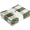 Asquare - Set di 4 strofinacci in cotone, 50 x 70 cm, a quadretti, strofinacci per asciugatura, 220 g/m², colore: verde/bianco