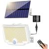 nipify Faretti Solari a Led da Esterno, [310LED/3 Modes/Cornice Bianca] Luce Solare Led Esterno con con Sensore di Movimento, IP65 Impermeabile Lampade Solari con Telecomando per Giardino