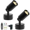 Monsing Faretto a LED per armadio, luce d'accento, lampada da parete con interruttore e spina, 5 W, 3000 K, dimmerabile, controller senza fili, immagine per piante, opere d'arte (bianco caldo)