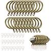 TSKDKIT Anelli per tende in metallo con clip, 24 pz. da 30 mm con gancio in ottone antiruggine, per tende da finestra