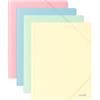 Dohe - Cartelline A4+ con Elastici e Alette (4 pz.) | Formato 23,5x32 cm, Colori Pastello: Blu, Rosa, Giallo e Verde, Realizzate in Plastica Rigida Resistente da 600 Micron