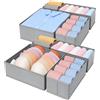 DIMJ Organizer Per Cassetti, Divisori Per Cassetti in Tessuto, Organizzatore Armadio Scatola Pieghevole Salvaspazio Per Vestiti, Biancheria Intima, Calze, Cravatte, 8 Pezzi (Grigio Chiaro)