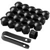 QitinDasen 20 Pezzi 17 mm Auto Ruote Copridado, Tappo Dado Bullone Ruota, Tappo a Vite Mozzo Ruote Auto Universale, Coperchio Dado Pneumatico Esagonali con Strumento di Rimozione (Nero)