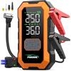 PHSDOR Avviatore Batteria Auto con Compressore 150PSI, 8000A 25000mAh Booster Avviamento Auto (Tutti Gas/10.0L Diesel), Avviatore Emergenza Starter Batteria con Torcia a LED (Arancione)