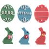 dekora - Decorazioni pasquali in zucchero per torte, assortimento uova e coniglietti, 48 pezzi, decorazioni commestibili senza glutine per torte, cupcake e biscotti