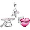 Vegaine Set di Cappellini di Laurea Rosa Scintillante 2026 Charms per Braccialetti Graduation Charm Gioielli Regali per Donne