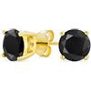 Bling Jewelry Orecchini A Perno Tondi Neri 2Ct Solitario Di Zirconia Cubica Aaa Cz Per Gli Uomini Per Le Donne Argento 925 Placcato Oro 14K 8Mm
