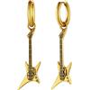 Richsteel Chitarra Elettrica Orecchini Uomo Oro Serie Senza Rimpianti Orecchini Pendenti Teschio Rock Oreccchino Uomo Argento Stile Hiphop Figo di Alta Qualità