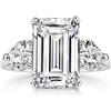 Michooyel S925 - Anello di fidanzamento con 3 pietre, 6,5 cttw, con taglio smeraldo, in argento Sterling