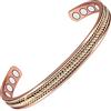 EnerMagiX Braccialetto magnetico intrecciato in rame tricolore, 16,5 cm, per donne o uomini, regalo di San Valentino, 6.5 inches, Pietra, Nessuna pietra preziosa