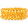 Bling Jewelry Set Di Gemme Di 3 Perle Rotonde Di Quarzo Giallo Miele 8Mm Impilabili Braccialetto Stretch Per Le Donne Adolescenti Unisex Strand
