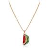 Clearine Collana con anguria alla moda divertente con ciondolo a forma di frutta choker, smalto lucido con strass, alla moda, ideale come regalo per donne, Natale, compleanno, da indossare tutti i
