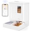 DUDUPET Distributore Automatico Cibo Gatti e Fontanella 2 in 1, 5G WIFI, Controllo via App, 5L Dispenser Cibo Gatto e 4L Fontana d'Acqua, Registrazione Vocale, per Gatti e Cani di Piccola Taglia