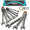 DURATECH Set di 10 chiavi combinate a cricchetto antiscivolo, metriche 6-18 mm, 72 denti, nichelate, in acciaio CR-V, con custodia