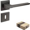 APECS Maniglie per porte interne moderne, Türklinke per porta di casa e porta interna con rosetta quadrata, maniglia in grafite opaca, guarnitura con materiale di fissaggio, modello ELECTRA BB