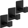 LTISHABILTD 3 pezzi ganci per asciugamani in acciaio inox, appendi accappatoio bagno, attaccapanni da muro adesivo, nero, in acciaio inox, per camera da letto, bagno, cucina, ufficio