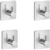 Losuesme Portasciugamani senza fori, set di 4 ganci adesivi, ganci extra forti, autoadesivi, in acciaio inox, per bagno, cucina e toilette (argento)