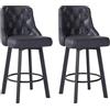 Youhauchair Sgabello Bar Set di 2 sgabelli da bar moderni in pelle PU impermeabile, sedia girevole a 360° con poggiapiedi altezza seduta 66,5 cm, capacità di carico 150 kg, Nero