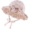 XIAOHAWANG Cappello da sole per bambina con fiori ricamati, cappello a secchiello per bambine piccole, berretto estivo per neonate, Fiore rosa., 1 mese