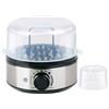 alpina Cuoci Uova 400W - Cuociuova Elettrico per 7 Uova - Cuoci Uova Elettrico con Timer e Bicchiere con Foratore - Vassoio Rimovibile - Acciaio Inox - Argento