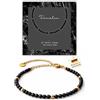 happymaker - Bracciale donna in tormalina, fatto a mano, con perle in acciaio inox placcato oro 18k, chiusura resistente, pietra protettiva, confezione regalo elegante
