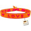 happymaker - Bracciale Boho Donna, bracciale in tessuto neon con scritta Love