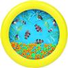 Musfunny Tamburo a forma di onde oceaniche con perline a forma di tamburo, strumento educativo musicale per bambini, colore giallo