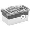 SUNWARE perfectly organised Sunware Q-line Scatola Plastica con Coperchio 6L - 40x30x18cm - Box Portaoggetti Impilabile con Inserto - Contenitore Plastica Trasparente