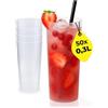 Silverkitchen 50 bicchieri da long drink da 0,3 l, riutilizzabili, impilabili, lavabili in lavastoviglie, in plastica senza BPA, a parete sottile con tacchino, Made in Germany