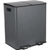 Spirella - Pattumiera Differenziata da Cucina con Pedale 40L (2x20L) - Modello Aliya - Acciaio Inox Spazzolato - Coperchio Soft-Close - Secchi Estraibili - Maniglie Laterali - Grigio Opaco