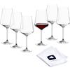 LEONARDO HOME Bicchieri da vino rosso PUCCINI (set da 6) con panno per lucidatura, lavabili in lavastoviglie (750 ml), resistenti agli urti e all'uso quotidiano, calici per vino rosso con manico basso