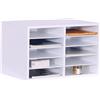 Relaxdays Porta Documenti in bambù, DIN A4, 10 Scomparti, Ufficio, Home Office, 31x49x31 cm, Organizer scrivania, Bianco