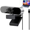 GCNWW Webcam USB per PC con microfono, 1080p Full HD Plug-and-Play, correzione automatica della luce e cancellazione del rumore, visualizzazione a 360°, webcam per videochiamate, streaming live e