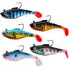 Eulihent Set di 5 Esche da Pesca Morbida Silicone Esche da Nuoto 8 cm Mare Esche Artificiali Swimbait Artificiale con T-coda e Testa a jig Esca Pesca per Spigole Bass Lucci Trote Carnivori (9.5 g)
