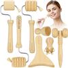 COZLOW Strumenti per massaggio facciale in legno (set da 7 pezzi), kit massaggiatore viso in legno Gua Sha per lifting viso, drenaggio linfatico, cura della pelle e anti-invecchiamento