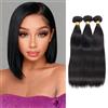 Misser Tessitura brasiliana capelli umani fasci umani umani capelli naturali meche tessitura 3 fasci dritti 100% capelli umani naturali neri 10 12 14 pollici (Total 210g)