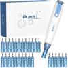 Das TooKii Dr. Pen A9 Kit di bellezza wireless con lampada LED e 6 livelli di velocità, 28 cartucce (12 × 12 pin, 10 × 36 pin, 6 × NanoR), penna ricaricabile per la cura della pelle liscia e luminosa a casa o in