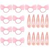 YAWYO Set di 20 accessori per capelli rosa, fasce e fermagli con fiocco per neonate, confezione regalo per bambine