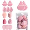 GZRXIOUS 14 Pezzi Spugna Trucco Set - Beauty Blender e Puff Cipria per Spugnetta Fondotinta, Liquido, Correttore, Crema e Polvere, Makeup Sponge Naturale, Accessori Make Up Rosa