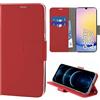 N NEWTOP Cover Compatibile con Samsung Galaxy A25 5G, HQ Lateral Custodia Libro Flip Chiusura Magnetica Portafoglio Simil Pelle Stand Protezione Completa Case TPU Anti Urto Guscio Base (Rosso)