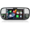YZGWWIU Autoradio per Fiat 500 2007-2015 Radio con Wireless CarPlay e Android Auto 7 Pollici Schermo Stereo(Nero)