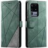 SONWO Cover per Galaxy S20 Ultra, Flip Caso in PU Pelle Case Cover Portafoglio Custodia per Samsung Galaxy S20 Ultra, [Kickstand] [Slot per Schede], Verde