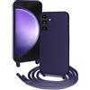 FERLAN Custodia per Samsung Galaxy S23 FE Cover con Cordino,Blu Silicone Antiurto TPU Morbido Case Corda Collana Necklace Regolabile Stylish con Catena Ultra Sottile Cover per Samsung Galaxy S23 FE,Blu navy