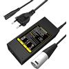 Labtec Caricabatteria 42V 36V 2A per Batteria al litio con connettore XLR a 3 pin per Bici Elettrica Monopattino Elettrico Sedia a Rotelle Elettrica