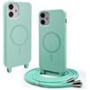 BGHHEU Magnetica Cover per iPhone 12 Mini con Cordino,[Compatible con Magsafe],Custodia Silicone con Regolabile Collana Sottile Morbida Case,Verde menta