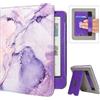 Caweet Custodia per Tolino Shine Color/Shine 5(2024)/Shine 4(2022) e Kobo Clara Colour/BW/2E, Copertina con Appoggio Ripiegabile, Slot per Carte, Fascia per Mano e Auto Sleep/Wake, Lilla Marmo