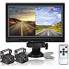 CAMECHO Sistema di Doppia Fotocamera Posteriore Videocamera per Videoregistratore Kit Telecamera per Visione Notturna HD con Monitor Diviso da 7 pollici a 2 Split 12V-36V CAMECHO