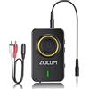 ZIOCOM trasmettitore Bluetooth per PC TV e altoparlante auto, 2-in-1 Wireless 3.5mm Bluetooth Aux Adapter con microfono incorporato e batteria, Duale Link, aptX bassa latenza