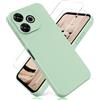 YiKaDa - Cover per Redmi 13 4G (Non per Note 13) & [2 Pack] Pellicola Protettiva in Vetro Temperato, Custodia Liquid Silicone Leggero - Menta Verde